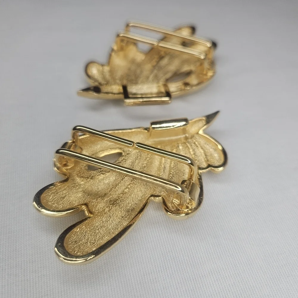Vtg Douglas Paquette Gold Tone Sculptural Bow Swirl 2-Pc Belt Buckle 1980s EUC